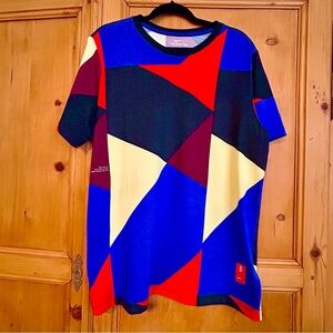 Nike Men's Dri Fit Geometric Color Block Tee Size L Cotton Blend
